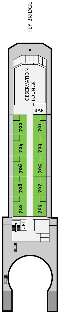 Choose your cabin on Observation Deck             